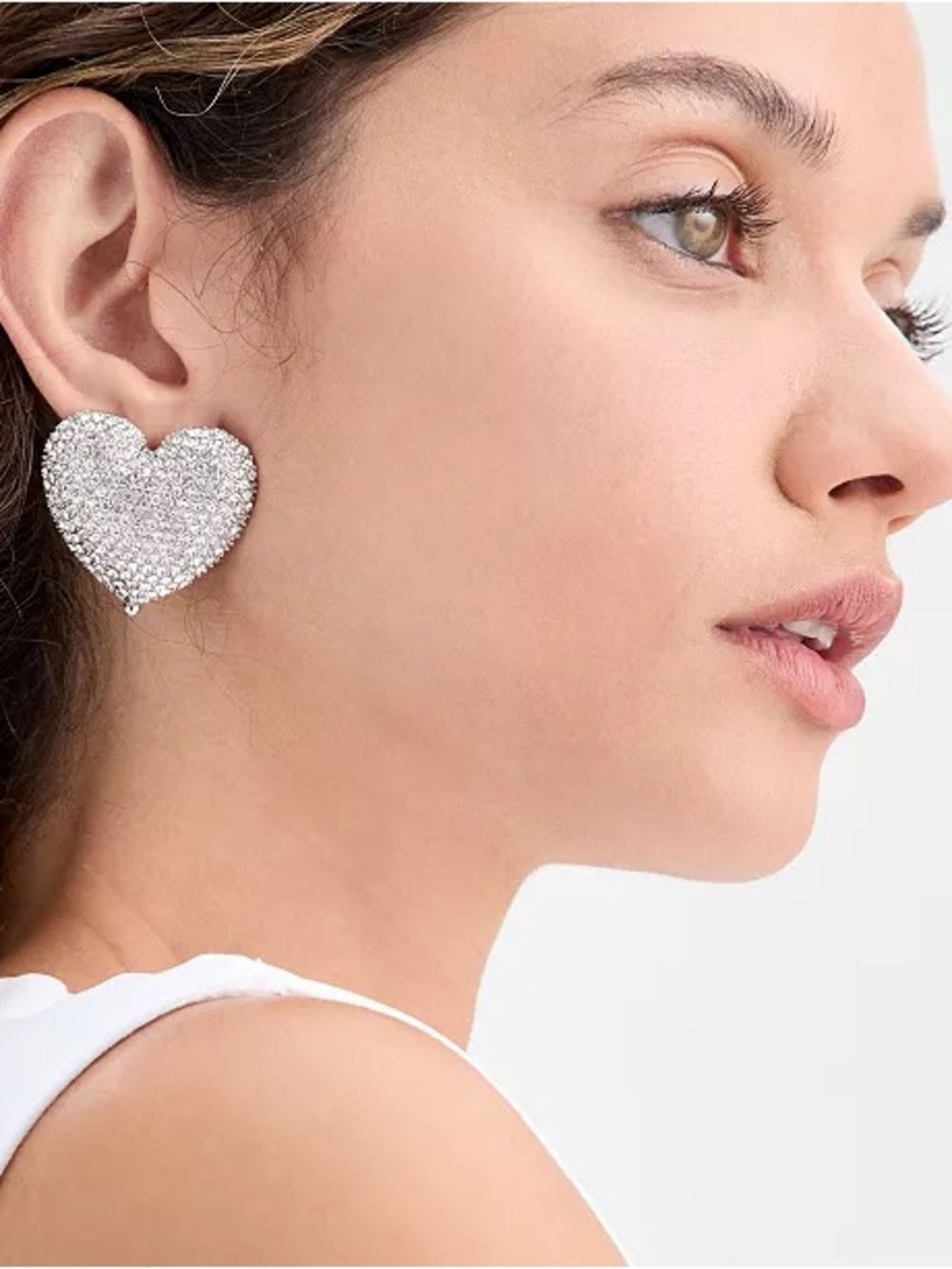 INC International Concepts Silver Pavé Heart Drop Earrings